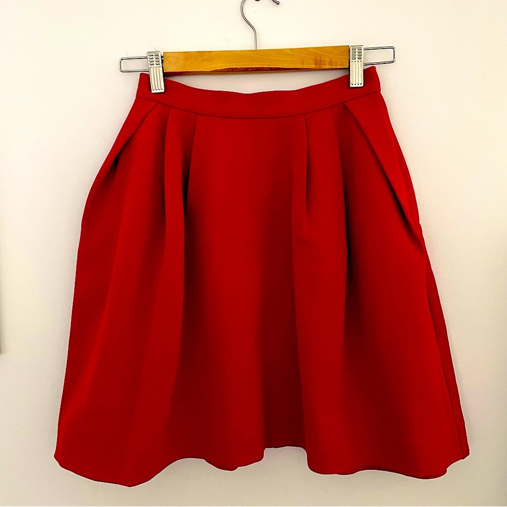 PINK TARTAN - High-Waisted Bubble Skirt in Cherry Red - 25.5 inch waist (size 0)